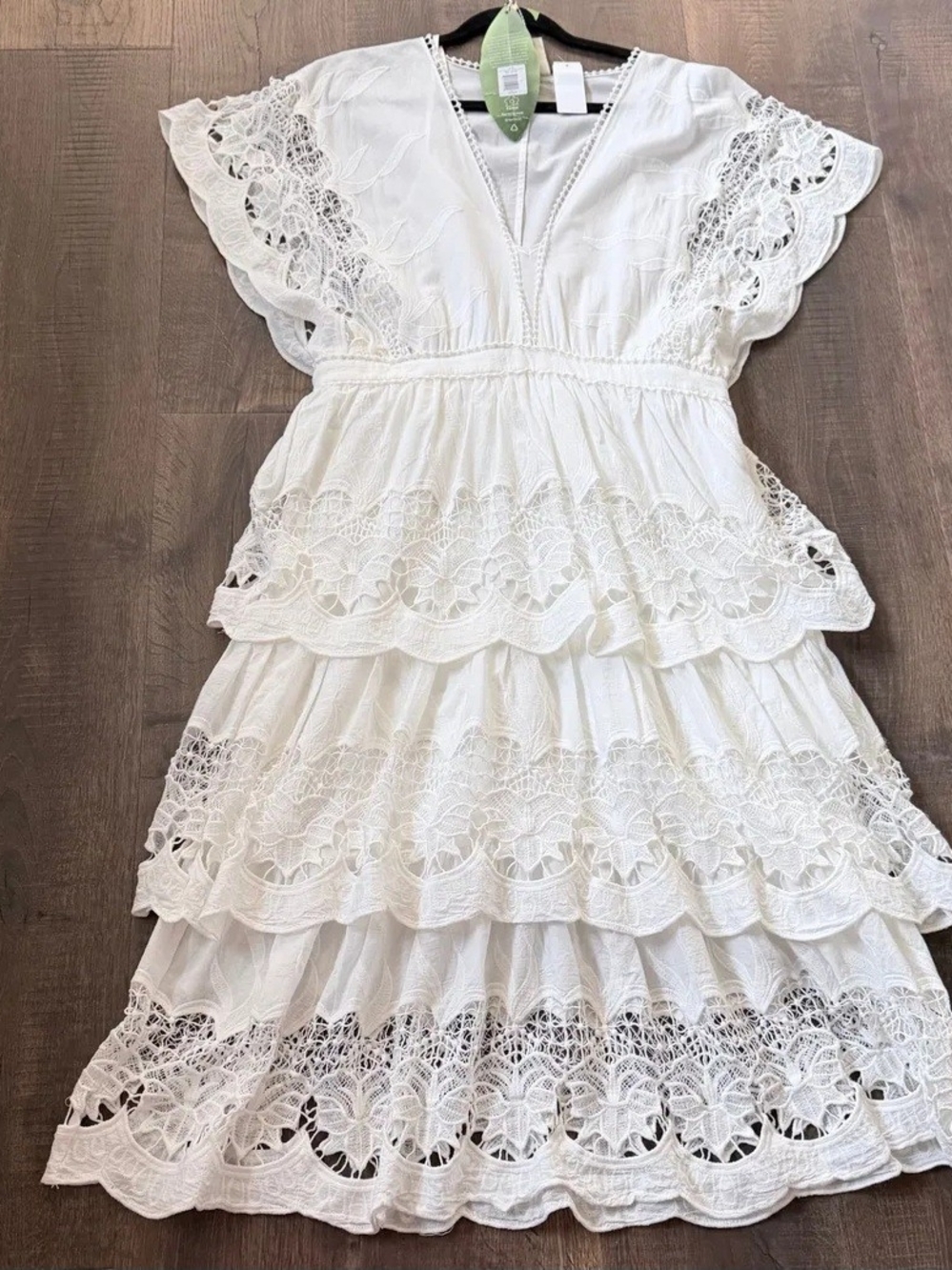 FARM Rio Cream Tiered Lace Midi Dress - Picture 3 of 6
